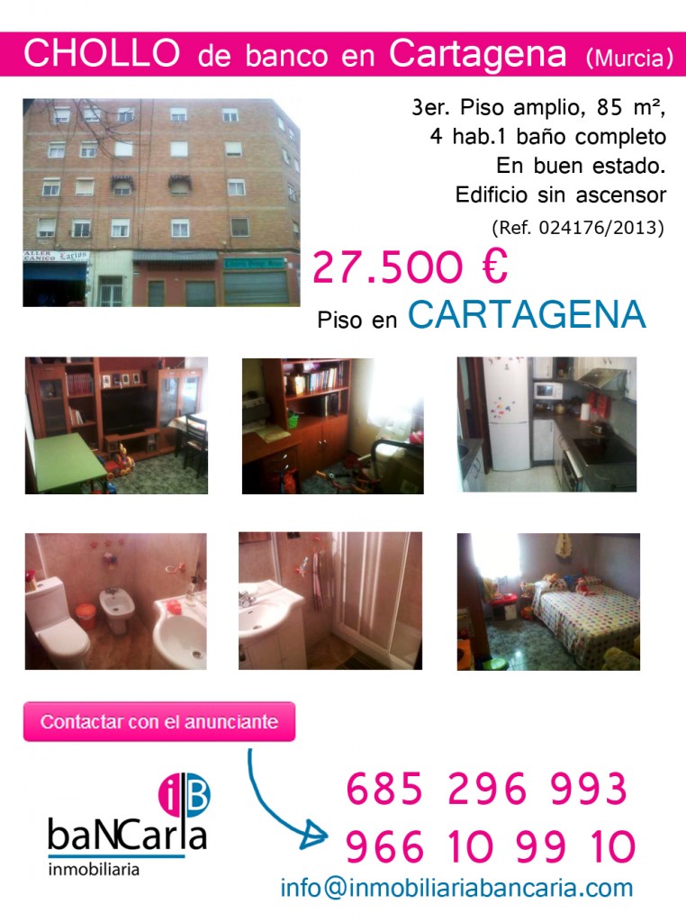 Piso en venta de banco Cartagena inmobiliaria