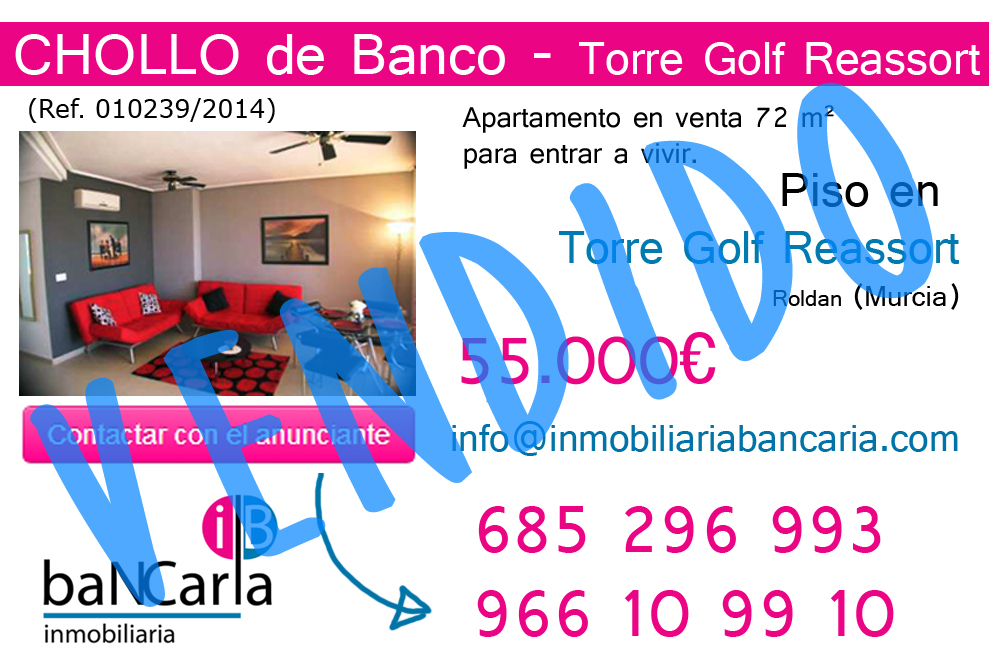 Vendido piso en venta de banco en Roldan Murcia 