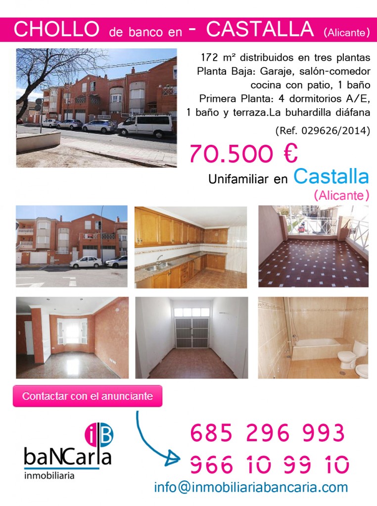 Unifamiliar de Banco en Castalla (Alicante) de Inmobiliaria Bancaria
