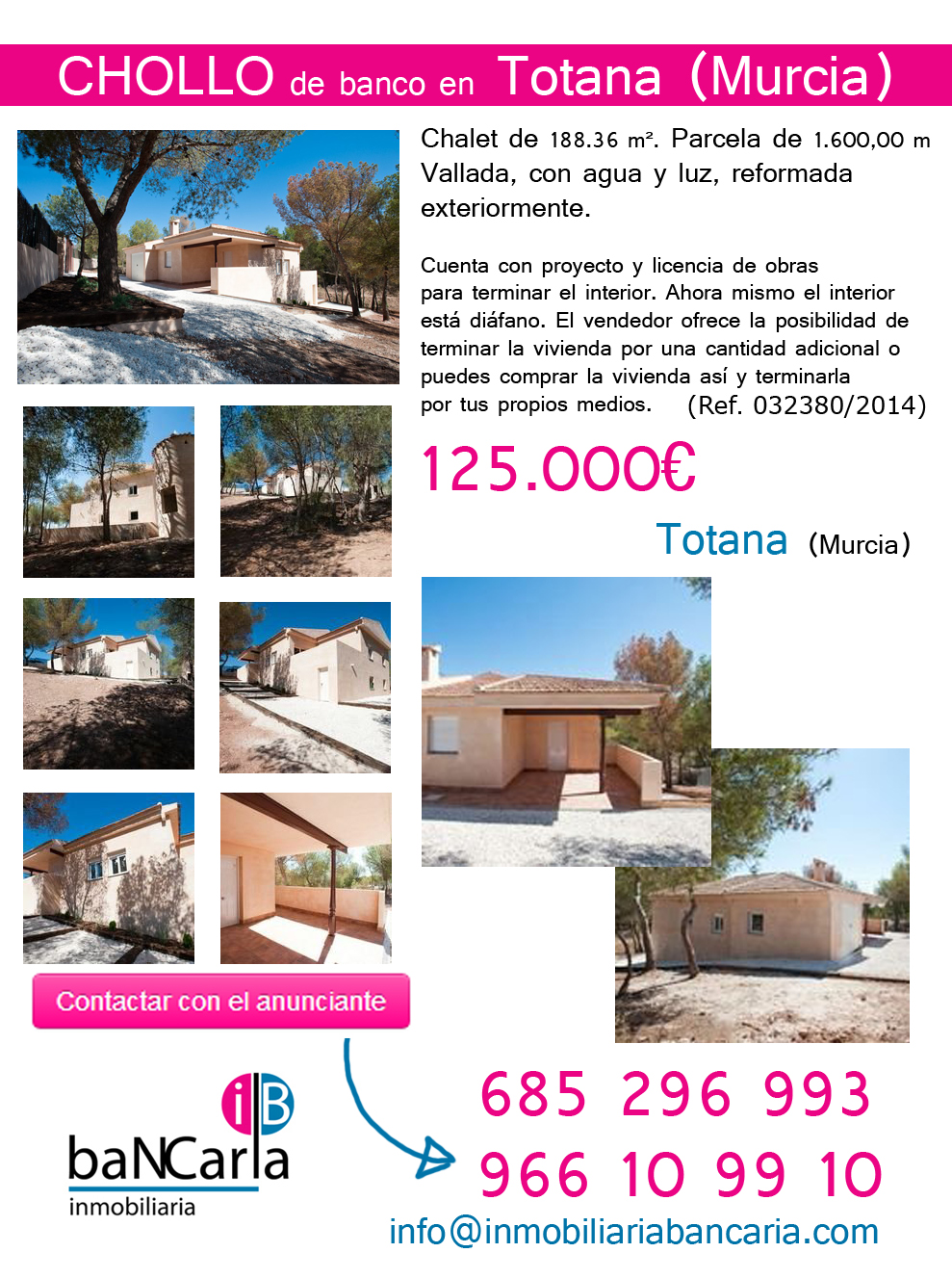 Chalet a la venta de Banco en Totana (Murcia) Chollo de 125.000€ Inmobiliaria Bancaria