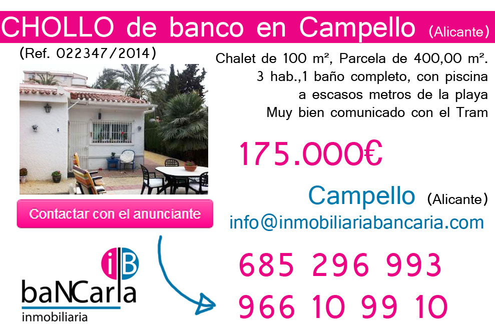 Chalet de banco a la venta en Campello (Alicante)