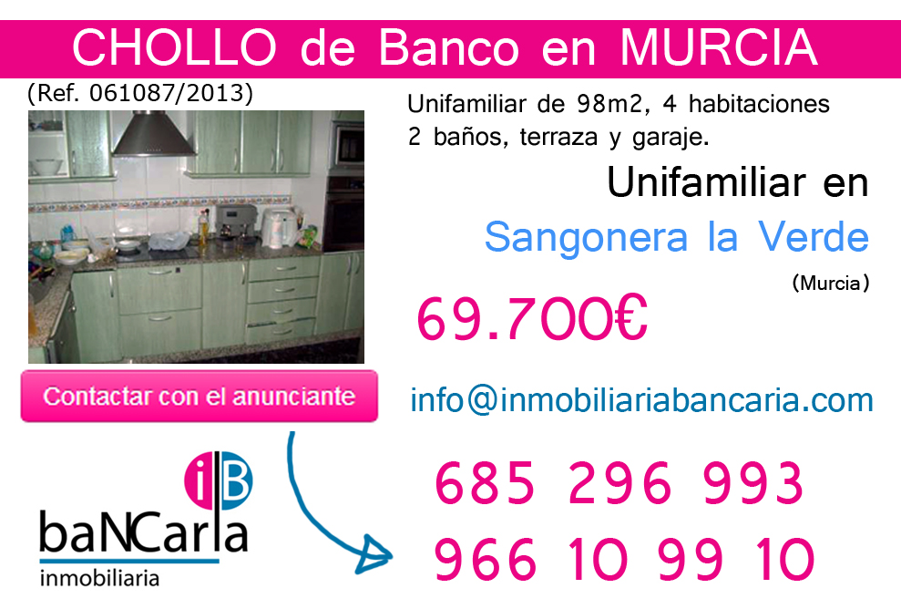 Unifamiliar en venta de banco en Sangonera